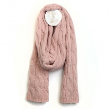 Soft Pink Classic Cable Knit Scarf by Peace of Mind